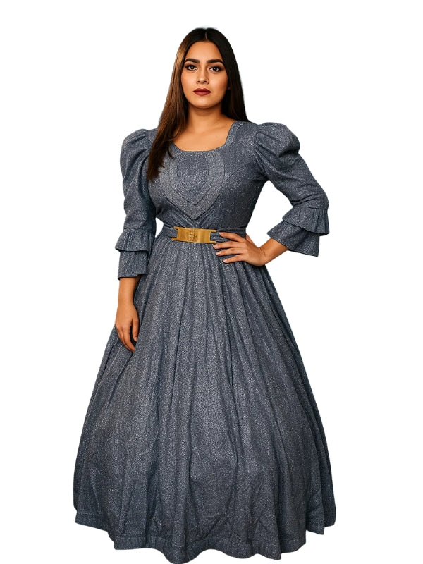 Slate Grey Moonlight Glamour Gown – Sparkling Evening Dress for Women